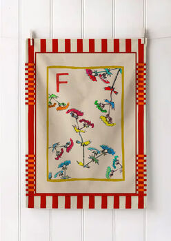 Personalised Alphabet Linen Tea Towel, 7 of 12