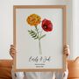 Personalised Couples Birth Flower Print With Date Or Message, thumbnail 1 of 5