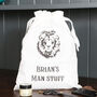 Lion Print Cotton Drawstring Bag With Personalised Text, thumbnail 1 of 2