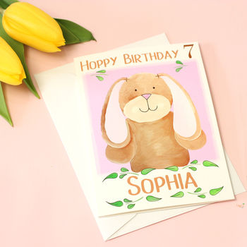 Personalised Bunny Age Hoppy Birthday Card, 6 of 8