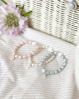 Girls Freshwater And Flower Pearl Initial Bracelet, 3 of 4