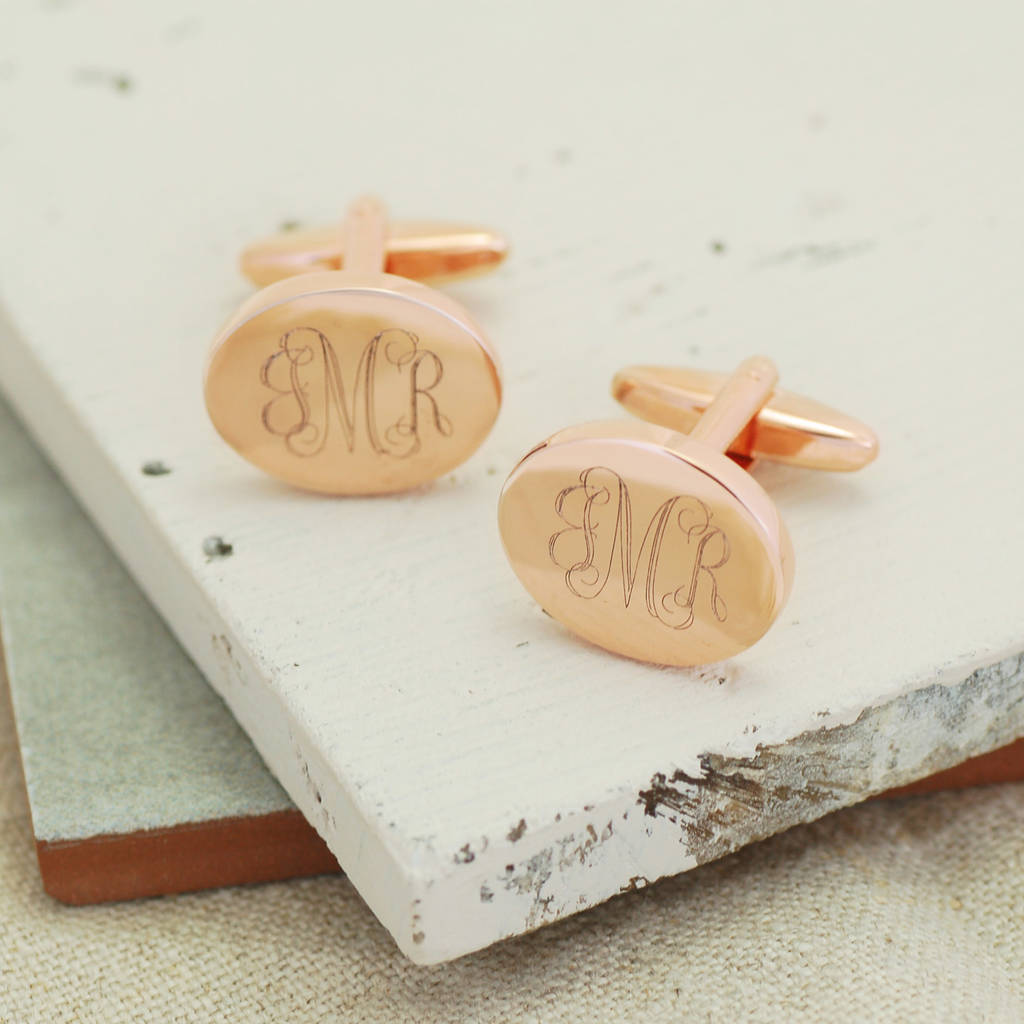 Image of Personalised Rose Gold Monogram Cufflinks, Gold