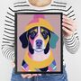 Cosy Dog Portrait Illustration Art Print, thumbnail 1 of 3