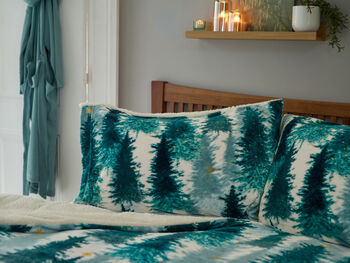 Christmas Tree Fleece Duvet Cover Set With Cosy Sherpa Reverse Festive Bedding, 4 of 4