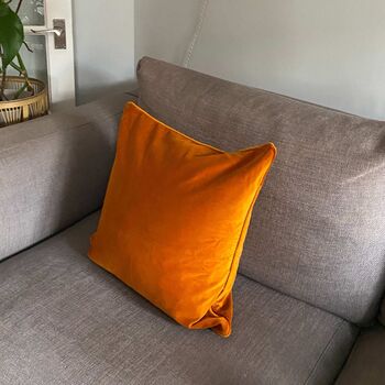 Orange Velvet Cushion With Piping, 4 of 4