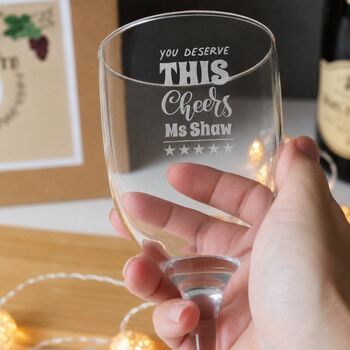 Personalised End Of Term Gift Teacher Wine Glass, 2 of 12