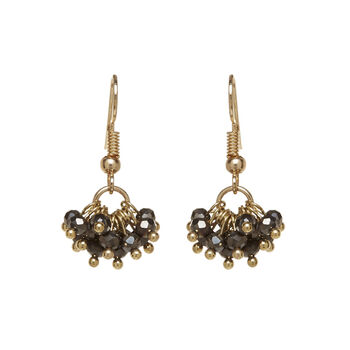Gold Plated Smoky Quartz Bead Earrings, 2 of 8