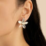 Three Tone Flower Shaped Stud Earrings, thumbnail 2 of 2