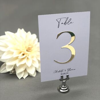 Modern Wedding Table Numbers Gold Or Silver Foil, 3 of 12