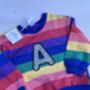 Initial Leopard And Rainbow Embroidered Over Sized Jumper, thumbnail 2 of 3