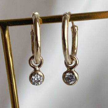 Naked Diamond Solitaire Hoops On Solid 9ct Gold, 7 of 7