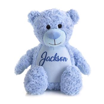 Large Personalised Blue Fluffy Bear, 2 of 3