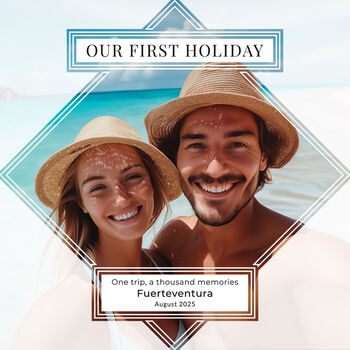 Our First Holiday Personalised Rock Photo Slate Dating Gift, 3 of 6