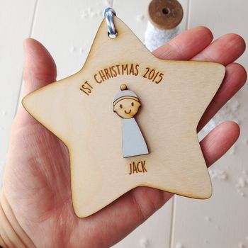 Personalised Baby Boy's First Christmas Decoration, 4 of 5