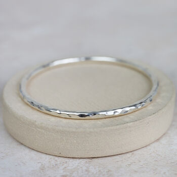 Sterling Silver Thick Hammered Bangle, 3 of 5