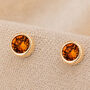 7mm Gold Plated Sterling Silver Citrine Cz Stud Earrings, thumbnail 1 of 5