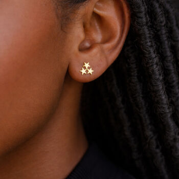 Gold Plated Sterling Silver Galaxy Star Stud Earrings – 8mm, 2 of 7