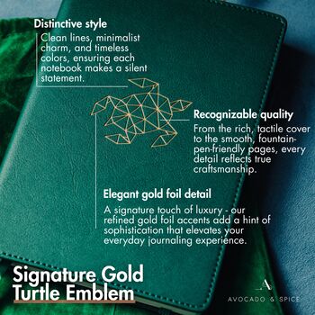 Green Turtle A6 Lined Journal With Strap, Bookmark And Pen Holder, 3 of 9