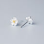 Sterling Silver Sakura Flower Stud Earrings, thumbnail 4 of 6