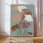 Blue And Cream Japanese Flower Art Print, thumbnail 1 of 6