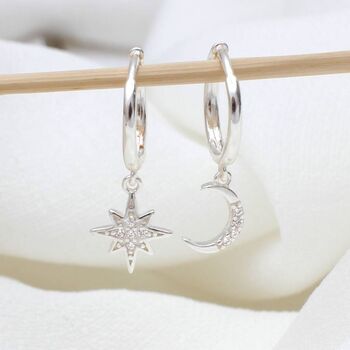 Gold Or Silver Eid Star And Moon Hoop Earrings, 5 of 9