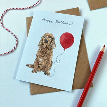Golden Cocker Spaniel Dog Birthday Card, 2 of 2