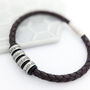 Mens Leather Bracelet With Personalised Rings, thumbnail 7 of 7