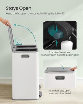 Dual Rubbish Bin Recycling Pedal Trash Can, 6 of 7