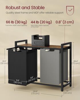Two Compartment Laundry Hamper With Removable Bags, 2 of 12