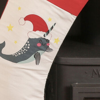 Personalised Noel The Narwhal Christmas Stocking, 5 of 7