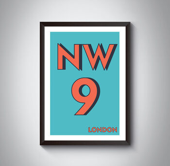 Nw9 Harrow London Typography Postcode Print, 3 of 10