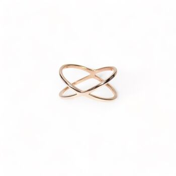Cross Kiss X Ring Rose Or Gold Vermeil 925 Silver, 5 of 11