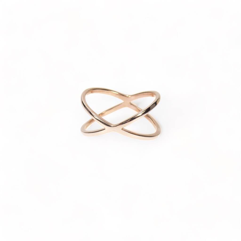 Cross Kiss X Ring Rose Or Gold Vermeil 925 Silver By Linnet Jewellery ...