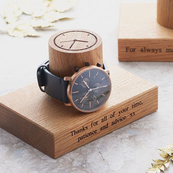 Personalised Gent's Solid Oak Watch Stand, 7 of 12