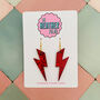 Red Glitter Lightning Bolt Earrings Small And Large, thumbnail 1 of 10
