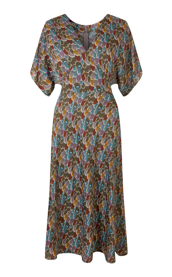 Dress In Biba Inspired Print With Kimono Sleeves By Nancy Mac ...