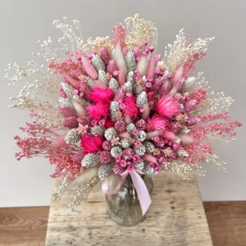 Pink And White Bridesmaid Dried Flower Bouquet, 3 of 9