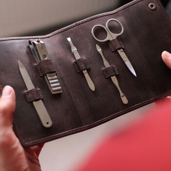 Engraved Leather Personalised Grooming Kit, 6 of 6