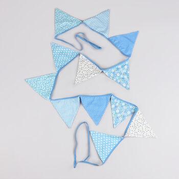 G Decor Blue And White Patterned Cloth Bunting, 7 of 8