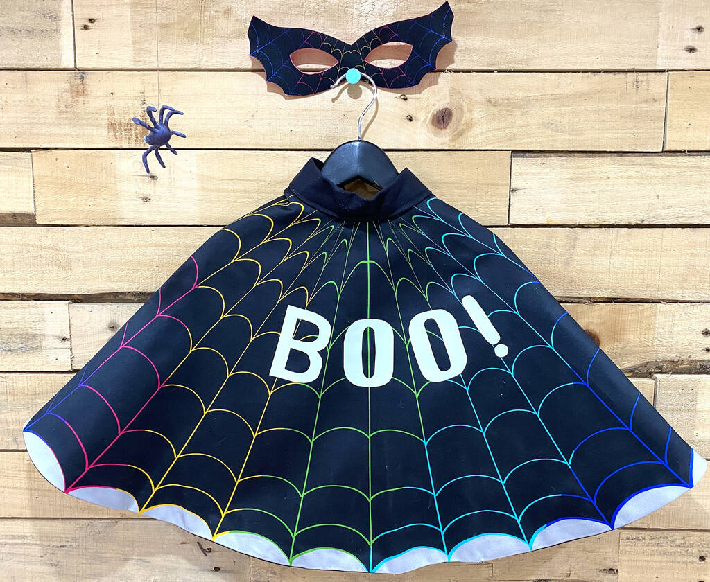 Personalised Kids Halloween Dress Up Cape And Mask Set, 1 of 4