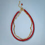 Red Bead And Paperclip Chain Necklace Set Of Two, thumbnail 1 of 4