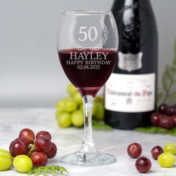 Personalised Birthday Crest Wine Glass, 5 of 8