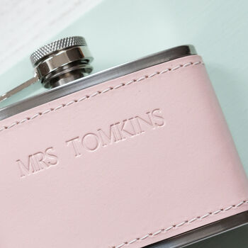 Personalised Couples Leather Hip Flask Gift Set, 2 of 6