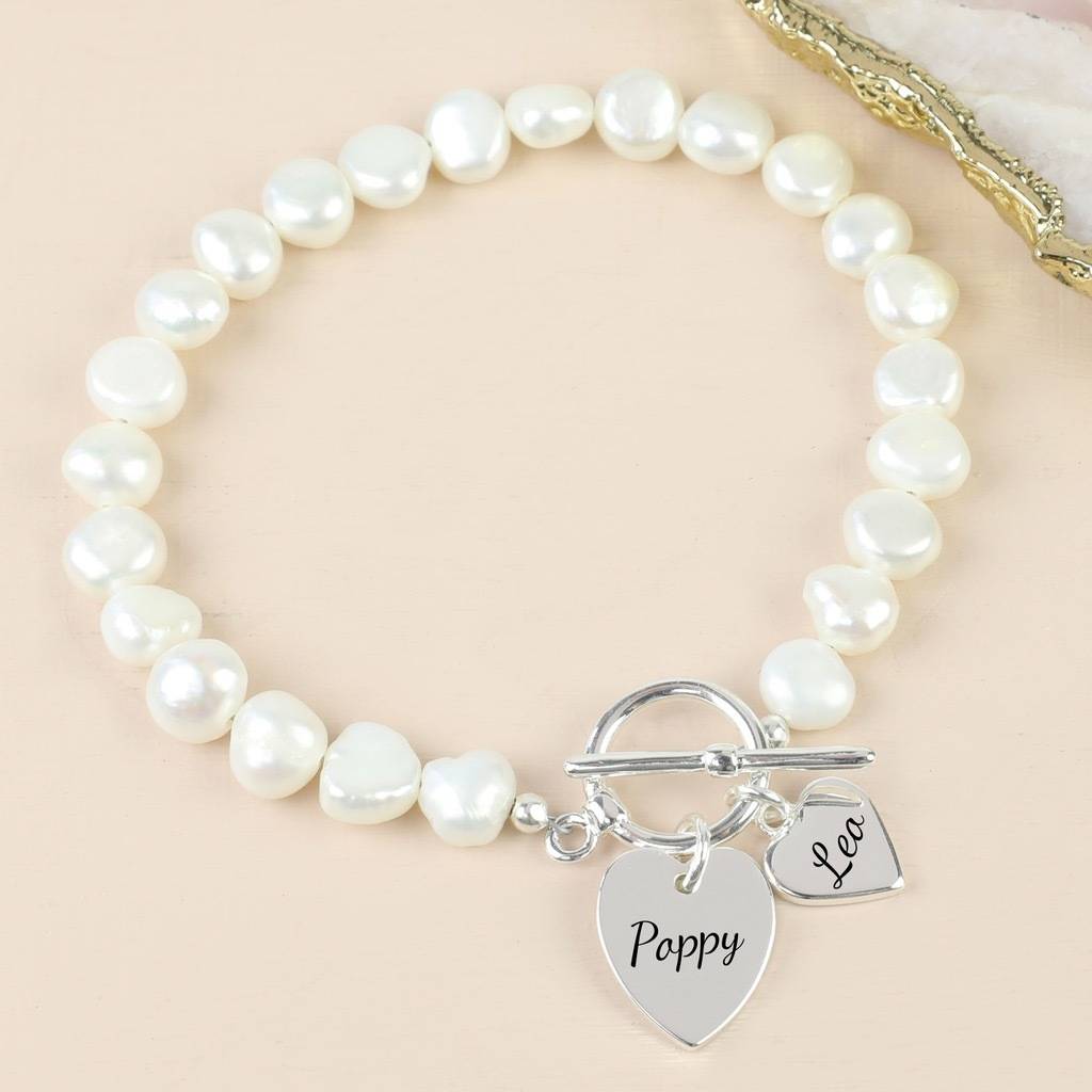 Personalised Double Charm Pearl Bracelet By Lisa Angel ...