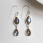 Sterling Silver Double Labradorite Dangly Teardrops, thumbnail 1 of 3