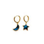Mismatched Blue Swirl Moon And Star Hoop Earrings, thumbnail 1 of 3