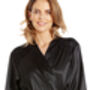 British Made Black Short Satin Dressing Gown With Lace Detail Ladies Size Eight To 28 UK, thumbnail 3 of 5