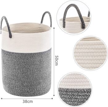 58 L Dark Grey Cotton Rope Woven Storage Basket, 7 of 7