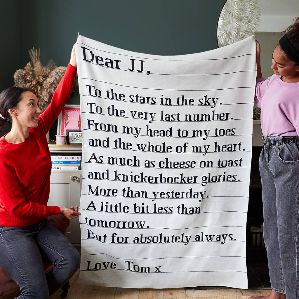 Knitted 'How Much I Love You' Blanket, 1 of 2