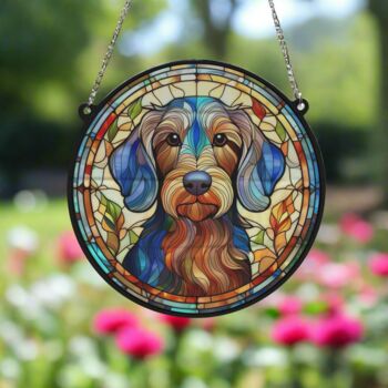 Dachshund Wirehaired Stained Glass Effect Suncatcher, 3 of 3